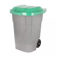 Бак для мусора 65л, на колесах, серо-зеленый /М4663/
