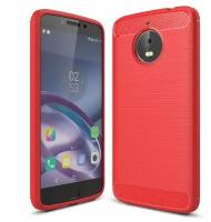Чехол-накладка Carbon Fibre для Motorola Moto E4 Plus (красный)