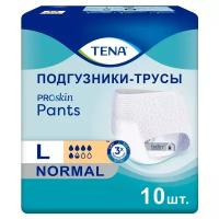 Трусы-подгузники для взрослых TENA Pants Normal, L (Large), Unisex, 5,5 капель, Объем талии 100 - 135 см., 10 шт., 79168005