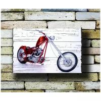Картина на досках 'Мото. Мотоцикл. Ретро. Харлей Дэвидсон. Harley Davidson . Чоппер' 35/50 см