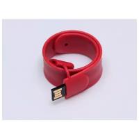 Флешка в виде браслета (128 Гб / GB USB 2.0 Красный/Red SS001 Именной логотип)