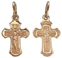 Православный крестик «Спаси и сохрани» из красного золота
