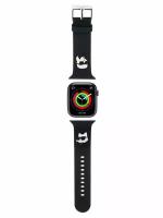 Lagerfeld для Apple Watch 45/44/42 mm ремешок 3D Rubber NFT Karl & Choupette heads Black