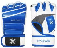Перчатки для MMA FIGHT EXPERT с защитой пальца для борьбы и ударов размер M, синий