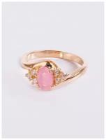 Кольцо помолвочное Lotus Jewelry, кошачий глаз, размер 19, розовый