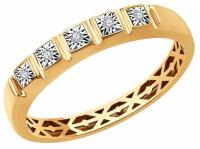 Кольцо Diamant, комбинированное золото, 585 проба, бриллиант