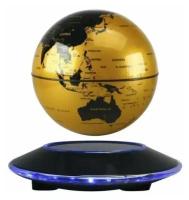 Левитирующий глобус с подсветкой D=15 см, черный с золотым