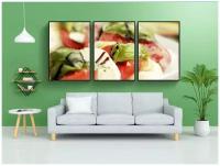 Набор модулных постеров для интерьера "Салат, томатная моцарелла, моцарелла" 60x90 см. в тубусе, без рамки