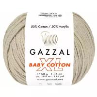 Пряжа Gazzal Baby Cotton XL (50% хлопок, 50% акрил) 50 г 105 м, 3446 бежевый, 1 моток