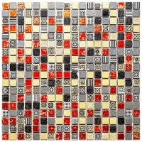 Мозаичная плитка из травертин агломерат Natural Mosaic CPR-1506 серый красный золотой