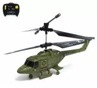 Вертолет радиоуправляемый "Армия", заряд от USB, свет, цвет зеленый 7817334