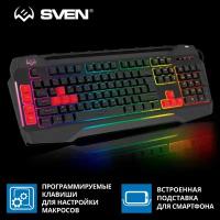 Sven Игровая клавиатура KB-G8800 SV-017675 109 кл, макросы, RGB-подсветка, звук. индикация, USB-порт