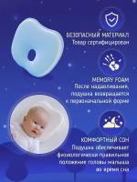 Детская ортопедическая подушка для новорожденных Memory Foam, Бабочка, голубой