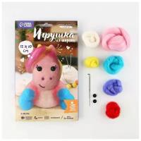 Игрушка из шерсти Школа талантов "Розовый единорожка", 12х10 см