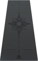 Коврик для йоги нескользящий каучуковый с чехлом - Арт Йогаматик Sun Grey Premium Light 185x68x0.4 см темно-серый, черный