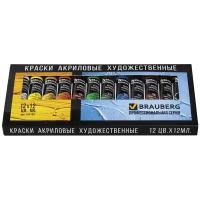 BRAUBERG Краски акриловые Профессиональная серия 12 цветов х 12 мл (191122)