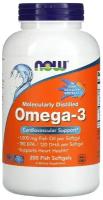 Now Омега 3 Fish Oil 1000 мг 180/120 Рыбный желатин 200 капсул / Улучшает работу мозга, укрепляет кожу, волосы и ногти