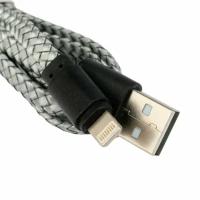 Кабель Cablexpert плоский USB2.0 AM/Lightning, 2.1А,12Вт, медь, нейлоновая оплетка, 1м, серый, пакет