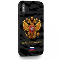 Черный силиконовый чехол MustHaveCase для iPhone X/XS Герб золотой Милитари для Айфон 10/10C Противоударный