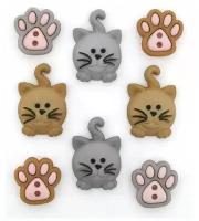 Пуговицы декоративные HAPPY KITTIES ~ 25 x 22 - 29 x 27 мм пластик 8 шт Jesse James 9349