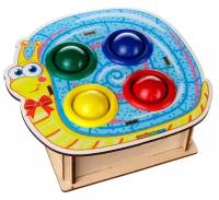 Развивающая игра-сортер "Улитка", деревянная игрушка-стучалка с цветными шариками