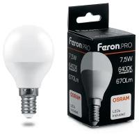 Лампа светодиодная Feron.PRO LB-1407 шар E14 7.5W 6400K 38073