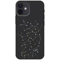 Силиконовый чехол на Apple iPhone 12 Mini / Эпл Айфон 12 мини с рисунком "Constellations" Soft Touch черный