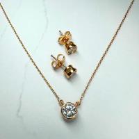 Комплект бижутерии XUPING JEWELRY Комплект украшений "Капля": серьги, колье, циркон, размер колье/цепочки 51 см, золотой