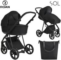 Коляска 2 в1 Roan Sol Кожа Black /Black/ручка черный