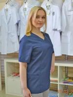 Блуза женская, производитель Фабрика швейных изделий №3, модель 31, рост 164, размер 54, цвет темно-синий