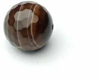 Бусина Агат микс коричнево-серый граненый шар 20 мм