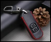 Защитный кожаный чехол брелок синий/красный для smart смарт автомобильного ключа марки MAZDA 6 СХ-30 CX-5 CX-9 Мазда 2 3 5 сх-5 сх-9 из кожи ключни