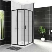 Душевой угол BelBagno UNO-195-A-2-90-P-NERO 90х90 стекло текстурное/профиль хром