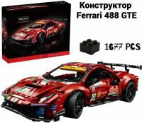 Конструктор спорткар Ferrari 488 GTE. 1677 деталей