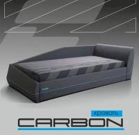 Фабрика Мирлачёва Кровать CARBON 90х190, реечное основание, изголовье слева, кант бирюза