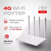 Роутер Wi-Fi ZBT LTE MAX двухдиапазонный со слотом под сим-карту (не требует USB модема)