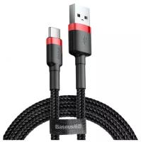 Кабель Baseus Cafule USB - USB Type-C, 2 м, черный/красный