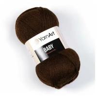 Пряжа для вязания YarnArt Baby (ЯрнАрт Беби) - 1 моток 1182 коричневый, гипоаллергенная для детских изделий, 100% акрил, 150м/50г