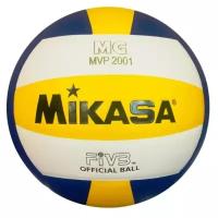 Мяч волейбольный MIKASA MVP2001, синий желтый белый классический дизайн р.5