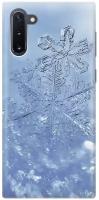 Силиконовый чехол Снежинка на голубом на Samsung Galaxy Note 10 / Самсунг Ноут 10
