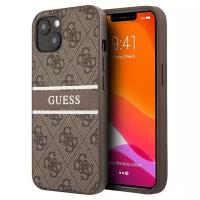 Чехол Guess 4G Stripe printed logo Hard для iPhone 13, коричневый