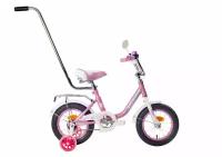 Детский велосипед Black Aqua Princess 12", 1s, с ручкой (розовый-белый)