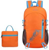 Повседневный городской складной рюкзак для активного отдыха и покупок, лёгкая складная сумка объем 25 литров цвет оранжевый