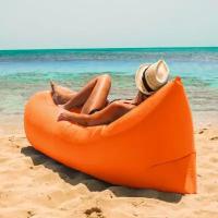 LAMZAC Надувной диван лежак с оранжевый сиреневый для кемпинга, пляжа, на дачу Ламзак с чехлом