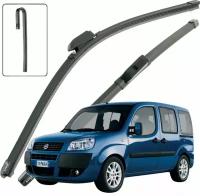 Дворники Fiat Doblo (1) 223 Фиат Добло рест 2005 2006 2007 2008 2009 2010 2011 2012 2013 2014 2015 2016 бескаркасные 2 шт, 550мм-450мм