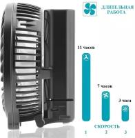 Ручной вентилятор / мини-вентилятор с фонариком переносной чёрный
