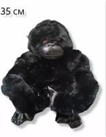 Мягкая игрушка Горилла руки на липучках чёрная. 35 см. Плюшевая горила обнимашка