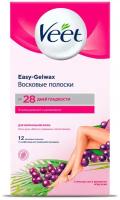 Восковые полоски Veet для нормальной кожи, c технологией Easy Gel-wax, 12 шт