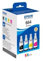 Чернила Epson C13T66464A (C13T66464A), голубой/пурпурный/желтый/черный, оригинальные для Epson L100/110/200/210/300/350/355/362/366/386/456/486/550/555/605/655