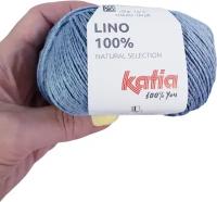 Пряжа Lino 100% Katia, 50гр/150м, 100%лен, цвет 34-голубой, 1 моток